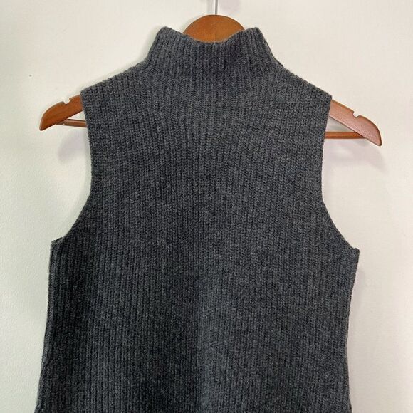 Theory Embree Charmant Mock-Neck Sleeveless Sweater in Dark Charcoal - Picture 5 of 10